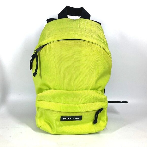 BALENCIAGA 558163 Explorer logo bag backpack Backpack Nylon canvas yellow/Black - Picture 2 of 16